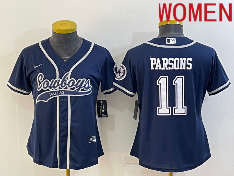 Women Dallas Cowboys 11 Parsons Blue 2022 Nike Co branded NFL Jerseys